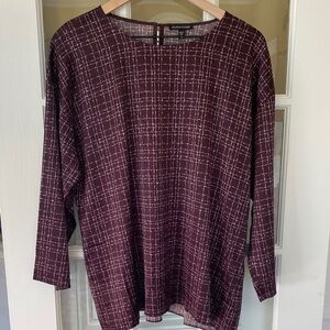 Eileen Fisher Women's Burgundy Checkered Blouse